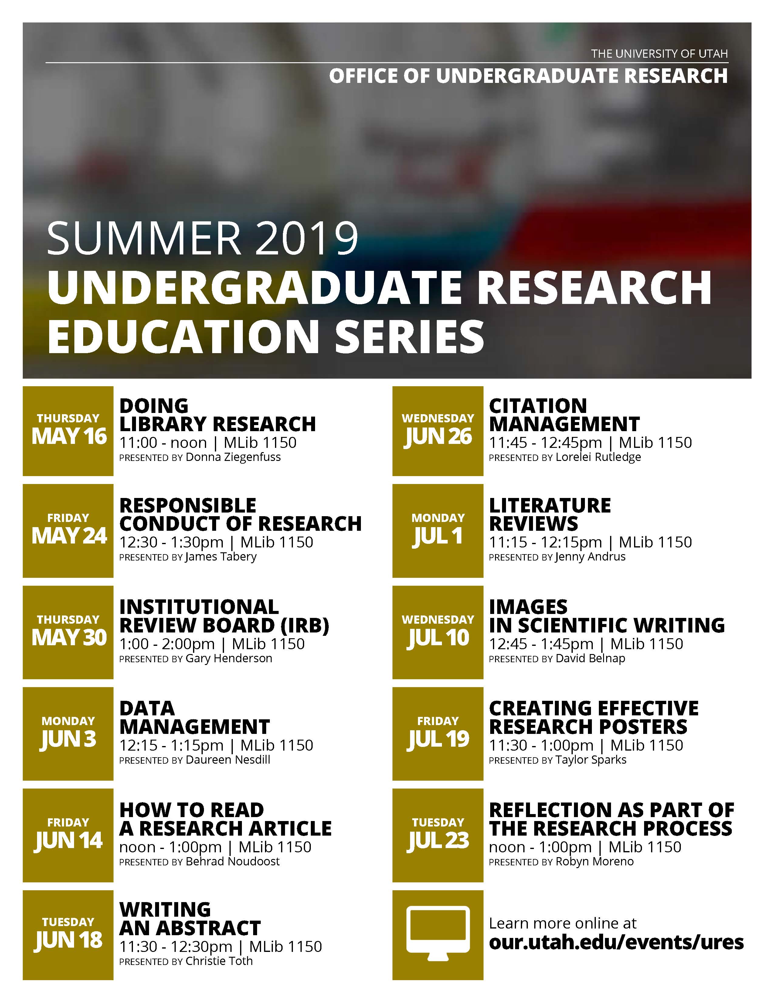 urop summer research education series